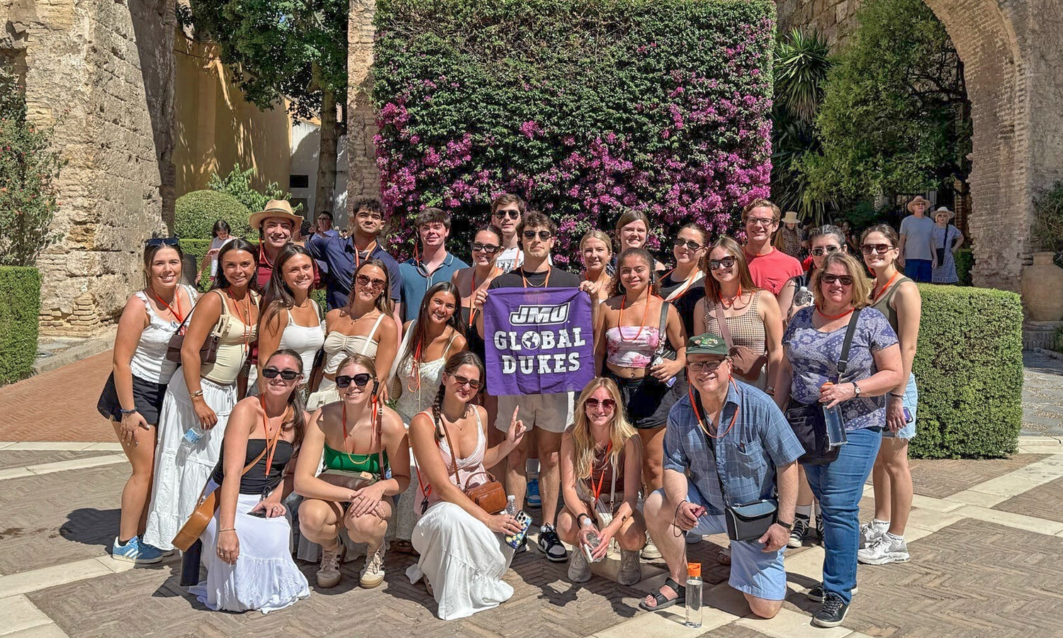 Students with Global Dukes pose for a photo while studying in Spain